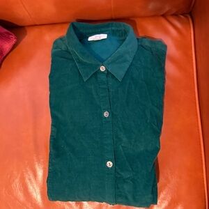J.Jill Green Corduroy Button Down Cotton Long Sleeve Collared Shirt Size Large T